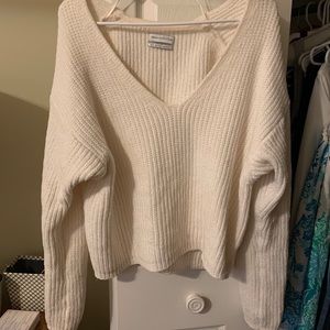 Cream v-neck sweater